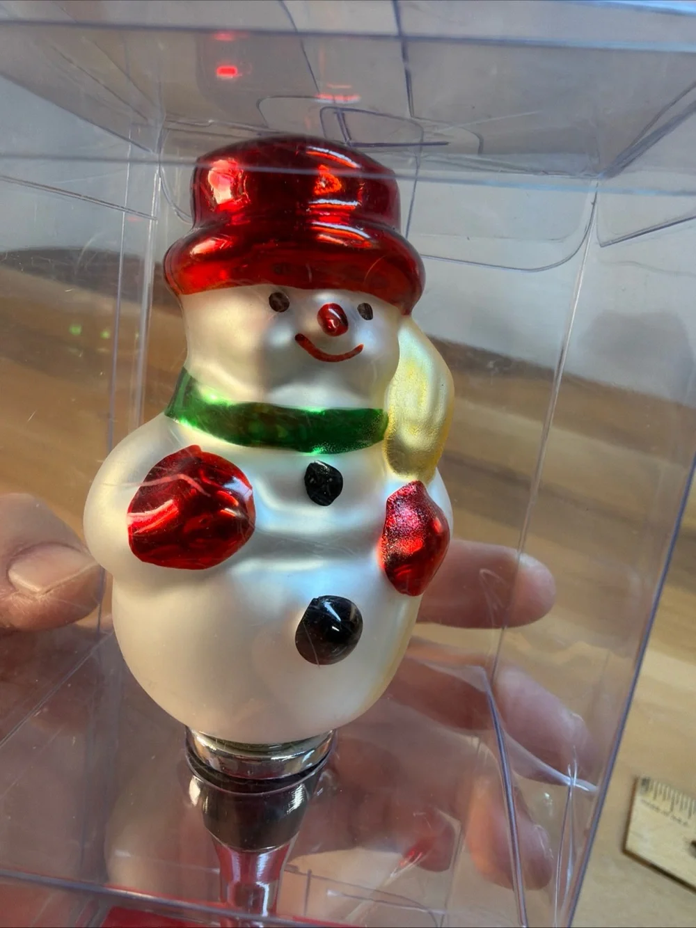New Pier 1 Imports Christmas Snowman Wine Bottle Stopper Night Bar Decor